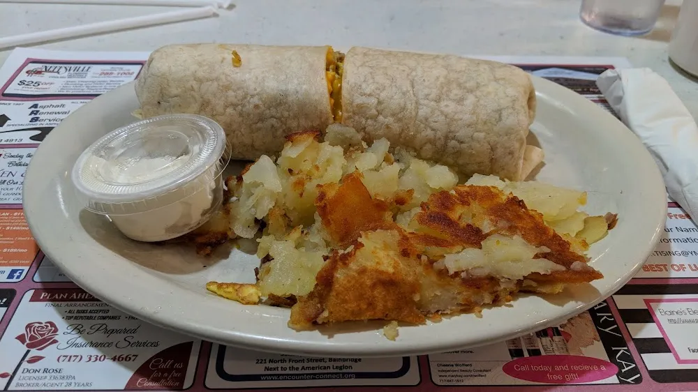 Egg Breakfast Burrito Served with Home Fries